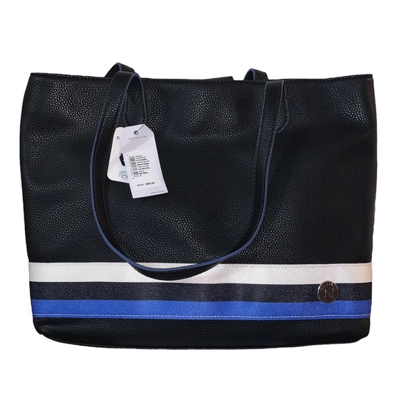 Nautica Handbags - "NAUTICA"WOMEN'S BLK.FAUX PEBBLE LEATHER TOW THE LINE TOTE -AUTHENTIC